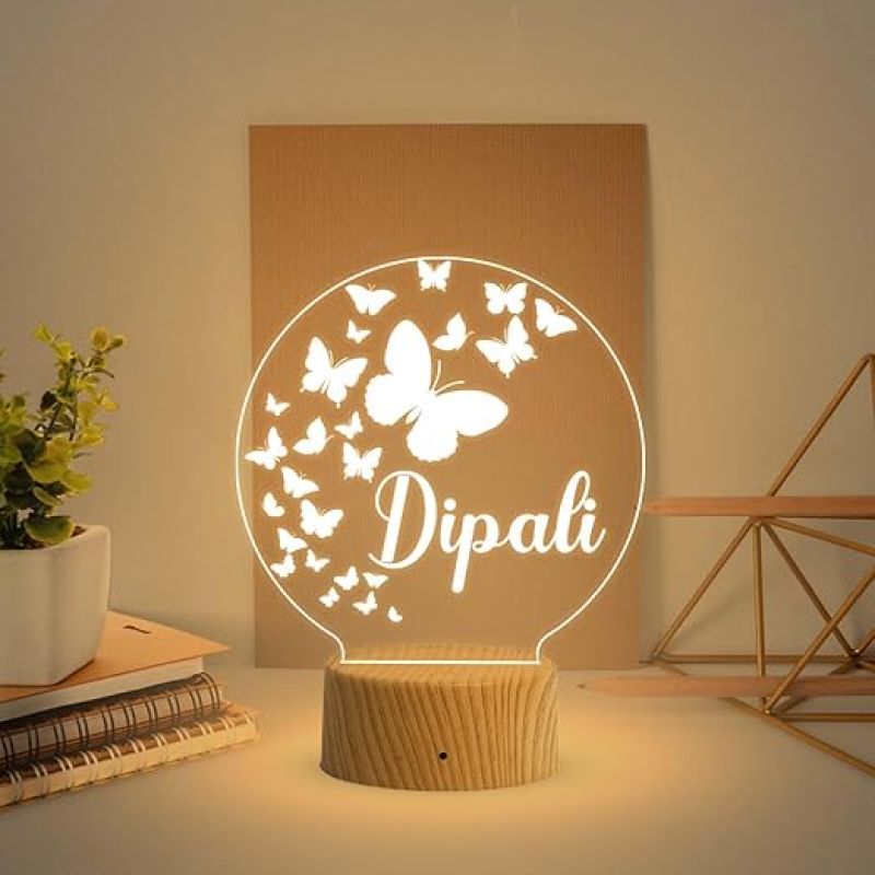 Personalized Name Led Lamp 3D Illusion Table Light Customized Birthday Gift for Husband Wife Girlfriend Boyfriend Office Friend  Warm White Light (Design 3)